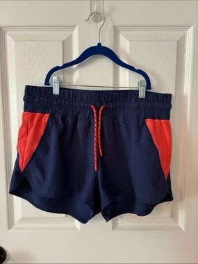 Title Nine Women's Navy Swim Shorts with Coral Accent Sz L